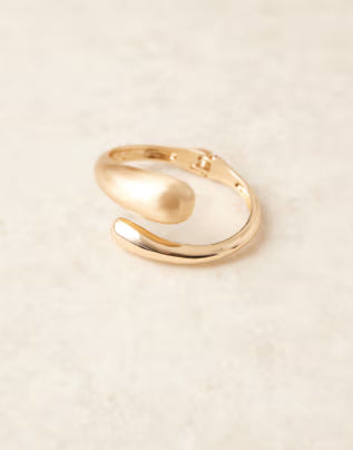 ASOS DESIGN cuff bracelet with wrap around molten detail with shiny and brushed gold tone 3