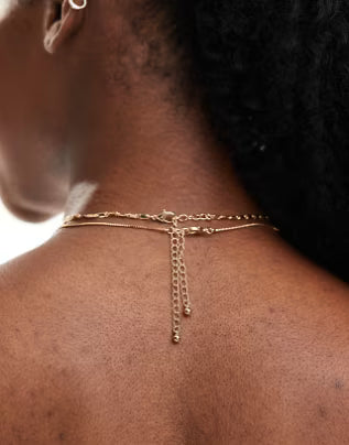 ASOS DESIGN pack of 2 necklaces with textured chain and knot design in gold tone