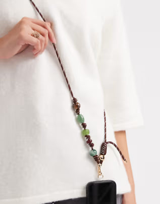 ASOS DESIGN phone strap in brown with knot detailing