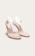 Clear block heel straps sandal