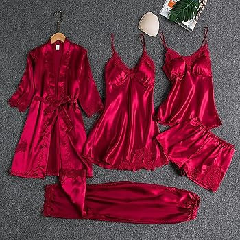 5 Piece Satin Pyjamas Set