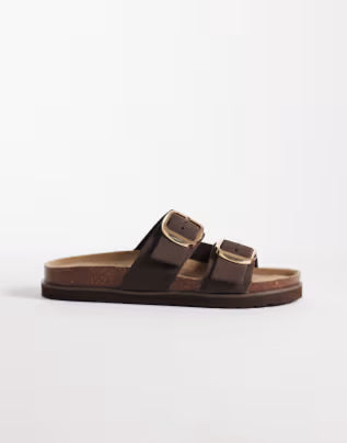 New Look double buckle sandal in brown