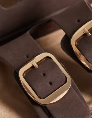 New Look double buckle sandal in brown