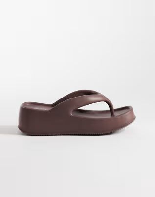 SEQWL Thong flatform wedge in mocha mouse